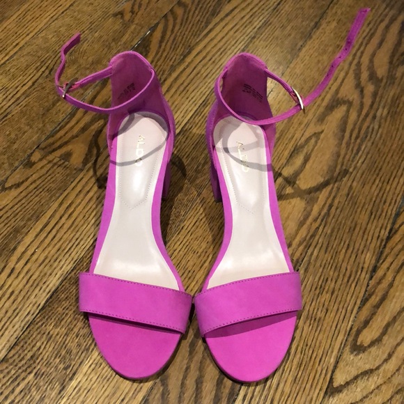 ALDO Villarosa Suede Pink Low Sandal Heel - Picture 7 of 8